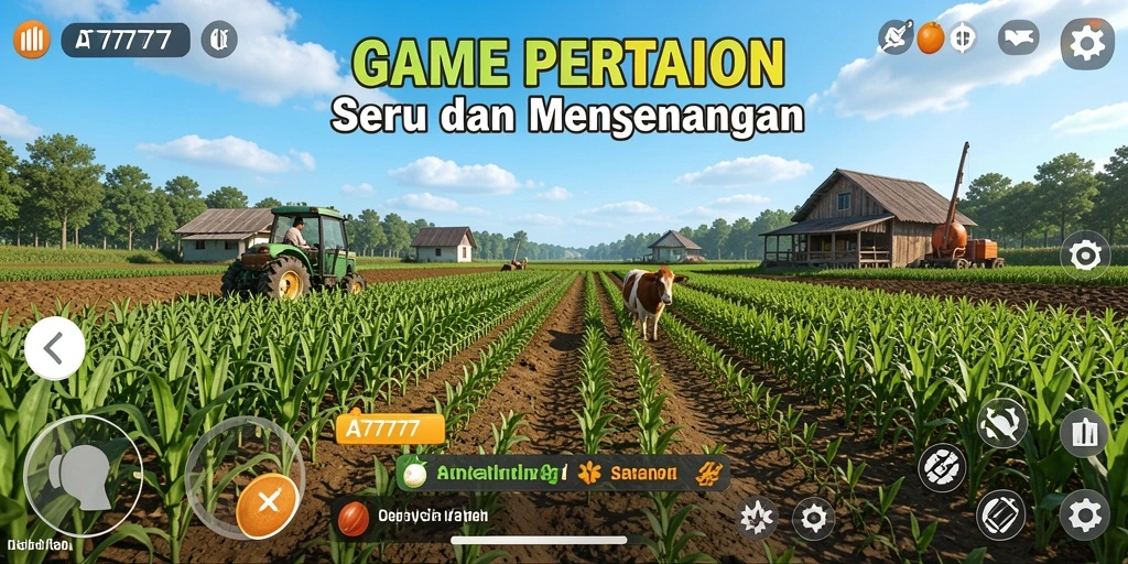 Tampilan gameplay A7777 yang menampilkan aktivitas bertani yang seru.