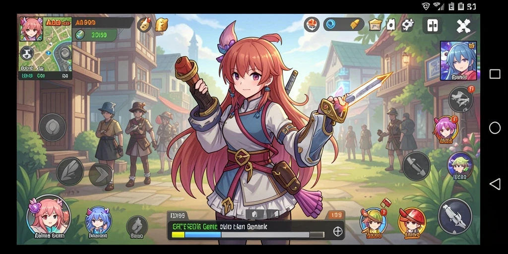Tampilan gameplay ADI99 dengan karakter anime yang menarik.