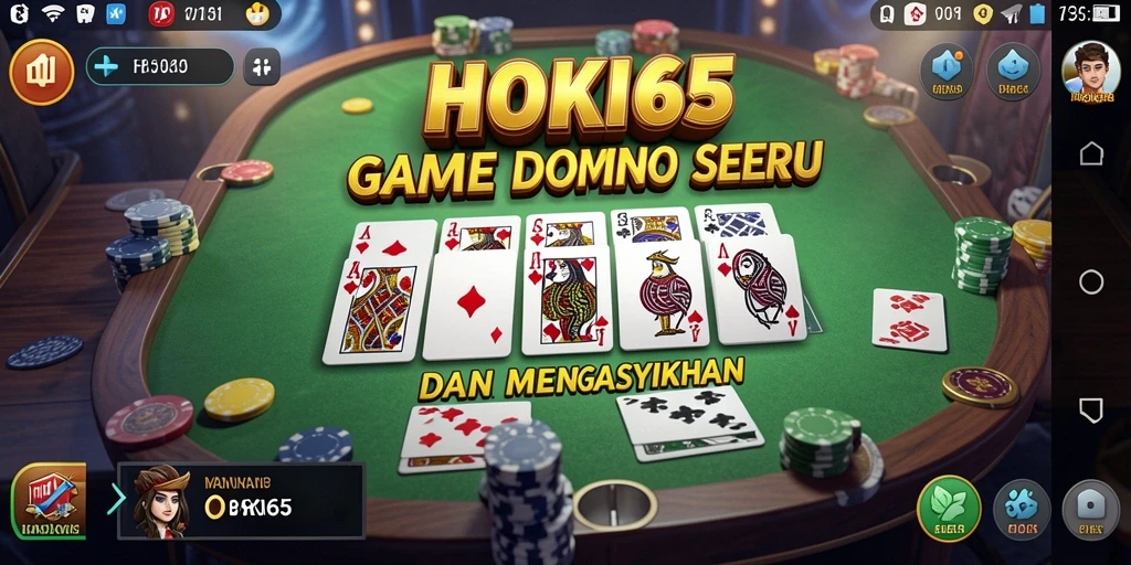 Screenshot utama HOKI65 menunjukkan suasana seru saat bermain Domino.