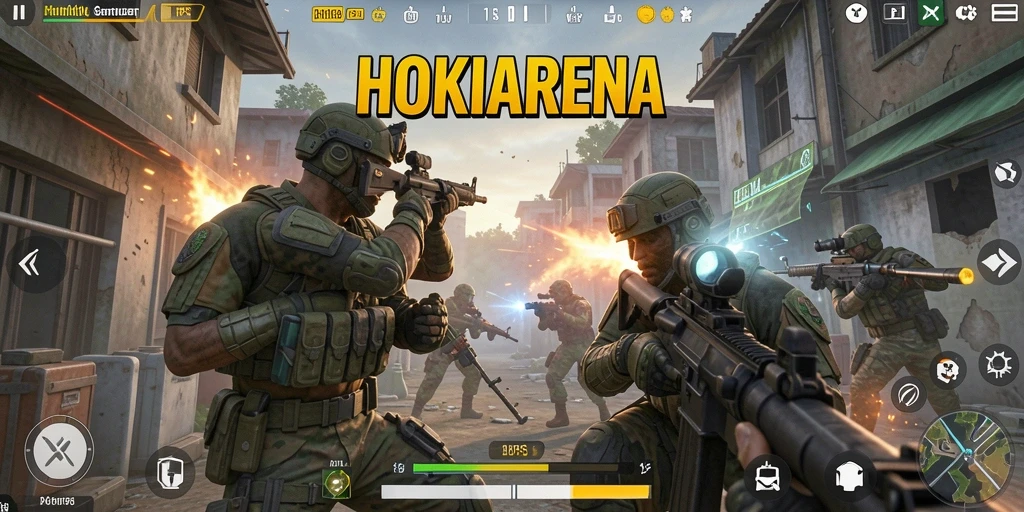 Screenshot gameplay HOKIARENA dengan aksi menegangkan dan grafis imersif.