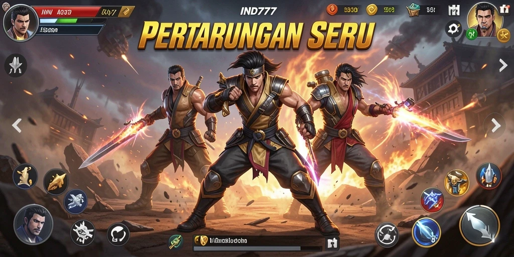 Tampilan gameplay seru dengan pertarungan epik di IND777.