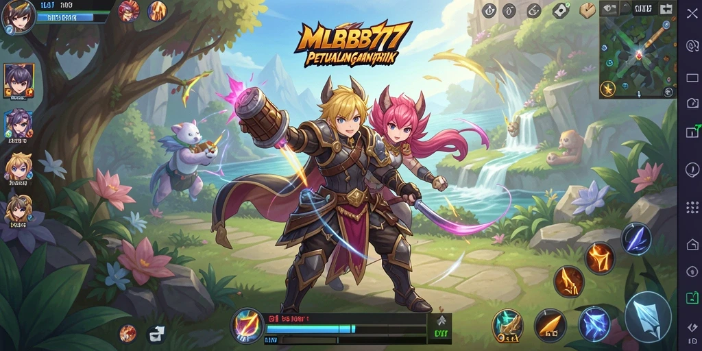 Tampilan gameplay MLBB777 dengan karakter anime yang penuh aksi.