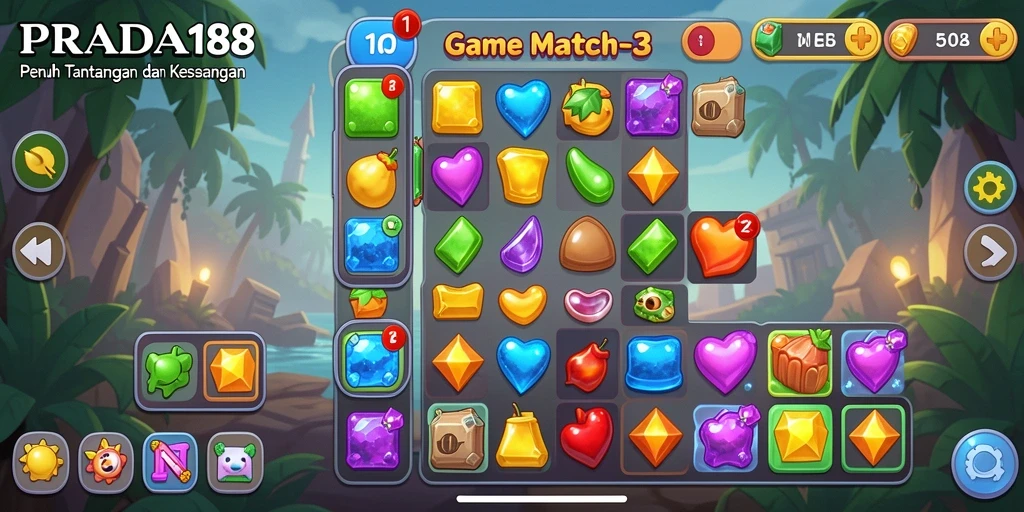 Gameplay seru PRADA188 dengan permata berkilau di layar.