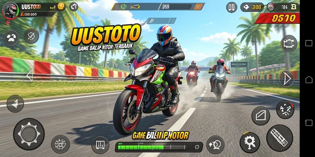 Gameplay UUSTOTO yang menegangkan dalam balapan motor.