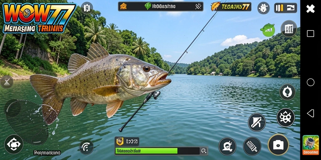 Tampilan gameplay WOW77 yang menampilkan aksi memancing yang seru.